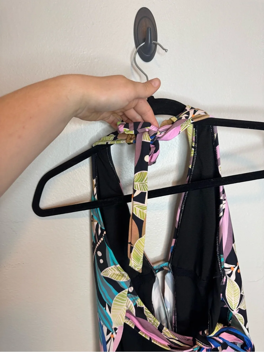 Bar Iii Hidden Jungle Printed Cowl-Neck One-Piece Swimsuit XL Open Back